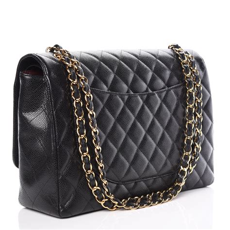 CHANEL Caviar Quilted Maxi Double Flap Black 